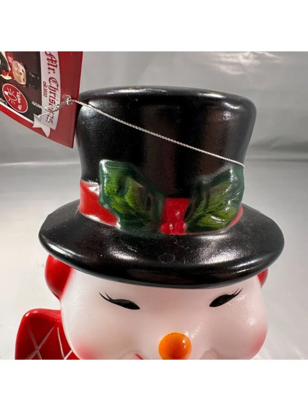 Mr Christmas Snowman Blow Mold Nostalgic Decoration Wreath Black Hat Holiday